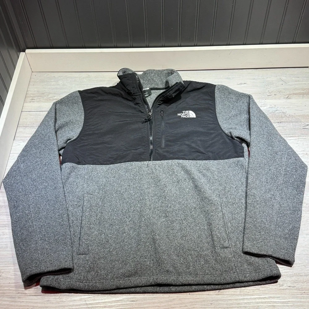 The North Face Denali 1/4 Zip Pullover‎ Men's Sz M Black Grey